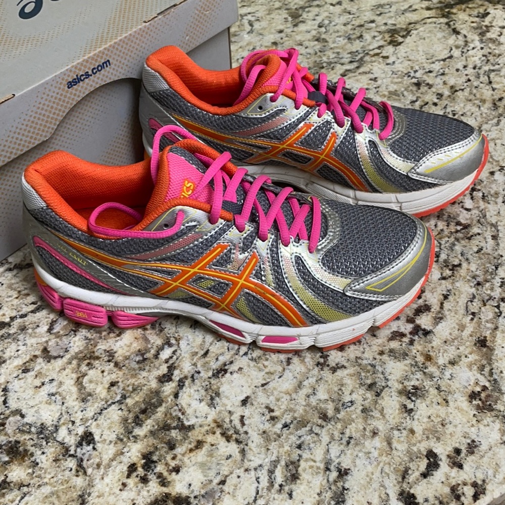 ASICS - Gel Exalt- Grey pink orange size 8